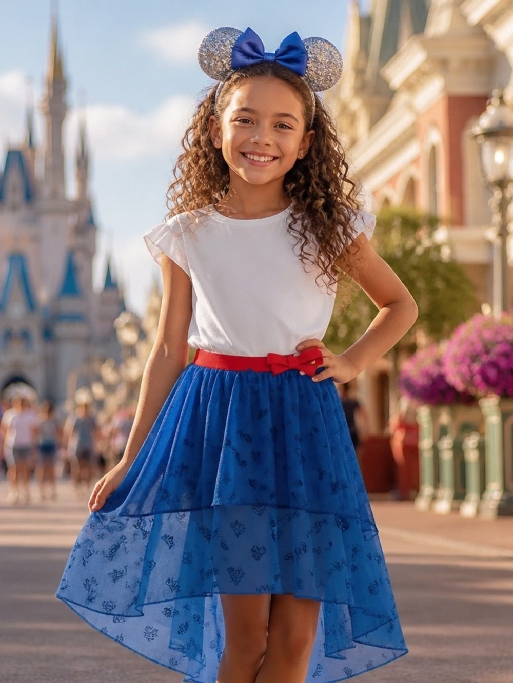 Royal Blue Layered Skirt and Red Waist Bow Disney Descendants
